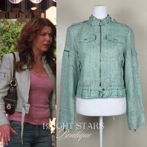 Rare Vintage Mint Green Moto Jacket ASO Lorelai Gilmore Girls 2000s Casual